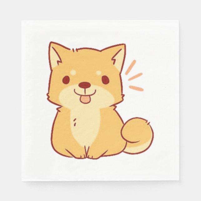 Servilleta De Papel Perro Kawaii Shiba (Anverso)