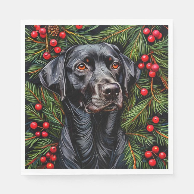 Servilleta De Papel perro labrador de Navidad (Anverso)