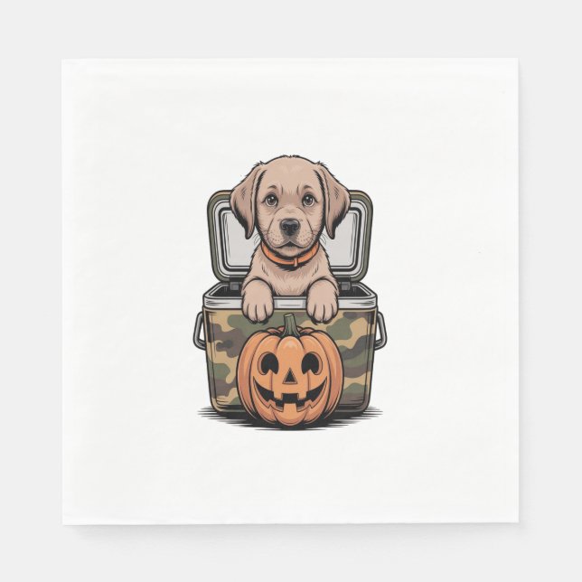 Servilleta De Papel Perro labrador marrón Halloween espeluznante (Anverso)