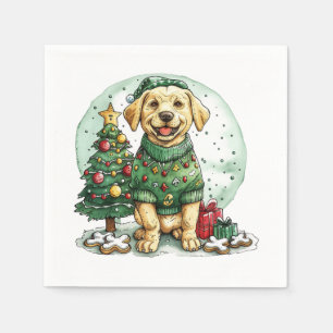 Servilleta De Papel Perro Labrador Retriever Amarillo de Navidad
