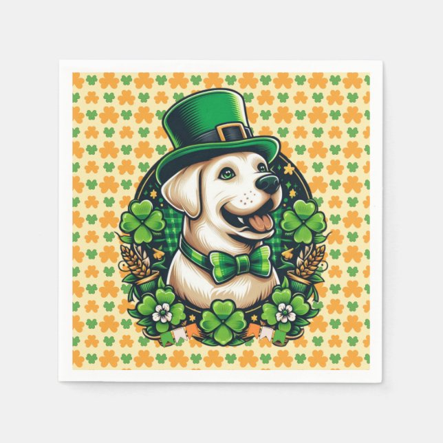 Servilleta De Papel Perro lindo del Día de San Patricio (Anverso)