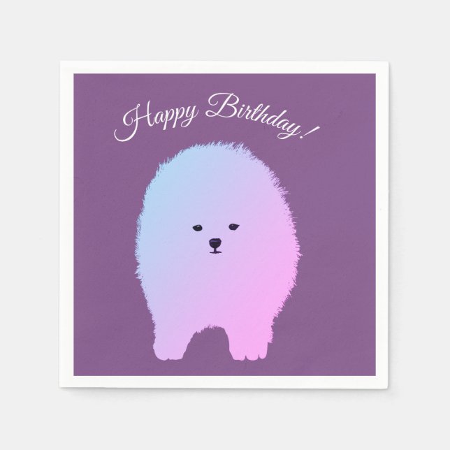 Servilleta De Papel Perro, lindo perro pomerania, Cumpleaños Servillet (Anverso)