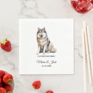 Servilleta De Papel Perro malamute de Alaska al que amé a su primera B