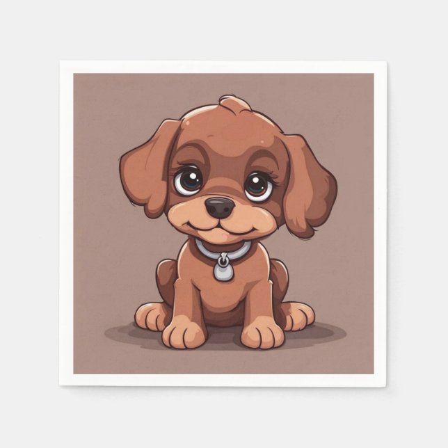 Servilleta De Papel Perro marrón lindo (Anverso)