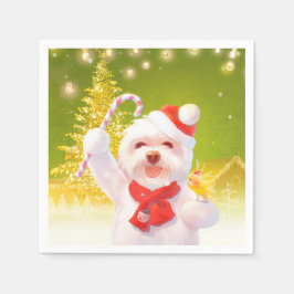 Servilleta De Papel Perro navidad con candy cane