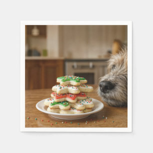 Servilleta De Papel Perro oliendo galletas de azúcar de Navidad