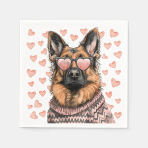 Servilleta De Papel Perro pastor alemán día de San Valentín