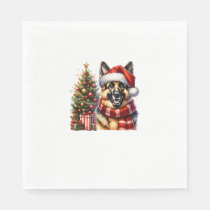 Servilleta De Papel Perro pastor alemán lindo árbol de Navidad Santa H