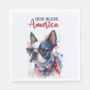 Servilleta De Papel Perro Patriota-Boston Terrier