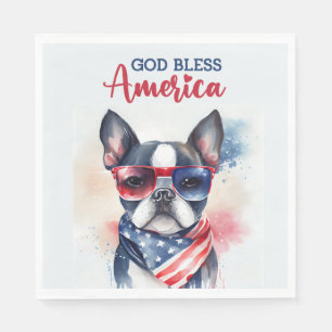 Servilleta De Papel Perro Patriota-Boston Terrier