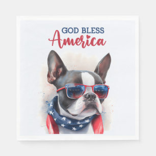 Servilleta De Papel Perro Patriota-Boston Terrier