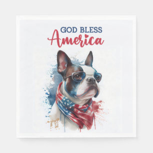 Servilleta De Papel Perro Patriota-Boston Terrier