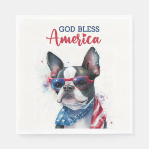 Servilleta De Papel Perro Patriota-Boston Terrier