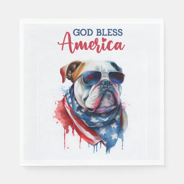 Servilleta De Papel Perro Patriota-Bulldog (Anverso)