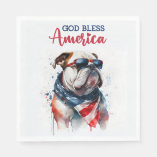 Servilleta De Papel Perro Patriota-Bulldog