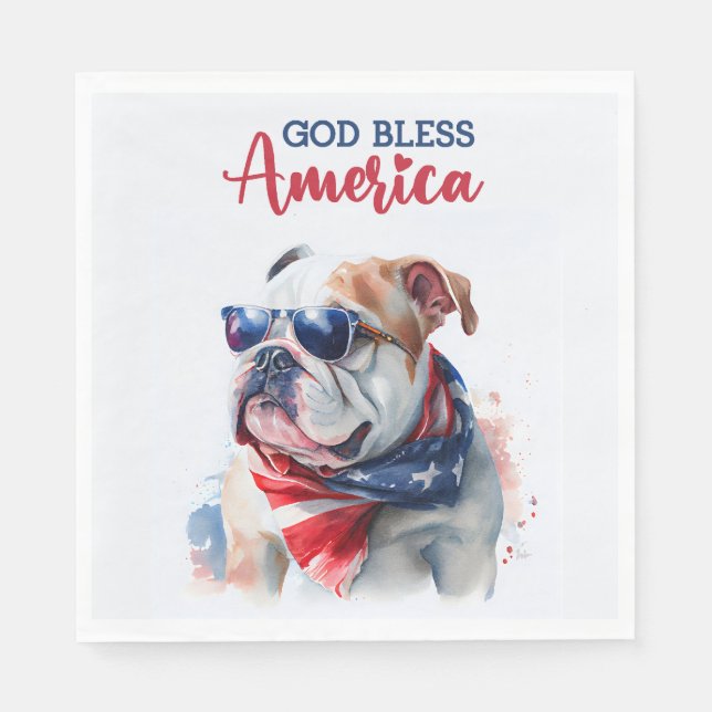 Servilleta De Papel Perro Patriota-Bulldog (Anverso)