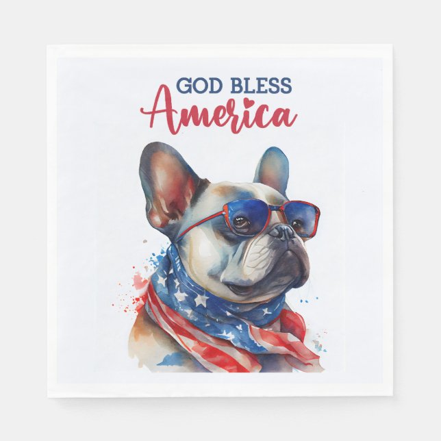 Servilleta De Papel Perro Patriota - Bulldog Francés (Anverso)