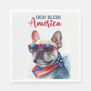 Servilleta De Papel Perro Patriota - Bulldog Francés
