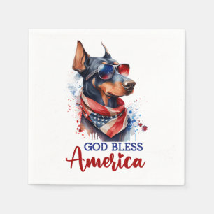 Servilleta De Papel Perro Patriota- Doberman
