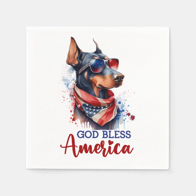Servilleta De Papel Perro Patriota- Doberman (Anverso)