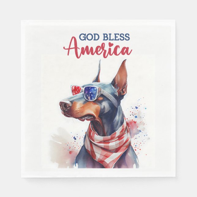 Servilleta De Papel Perro Patriota - Doberman (Anverso)