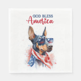 Servilleta De Papel Perro Patriota- Doberman