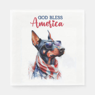 Servilleta De Papel Perro Patriota- Doberman