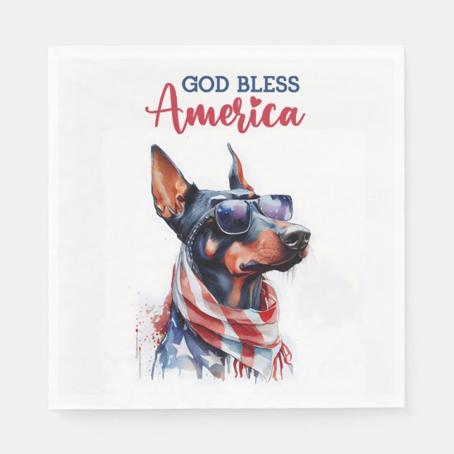 Servilleta De Papel Perro Patriota- Doberman (Anverso)