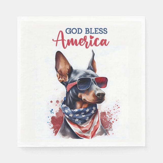 Servilleta De Papel Perro Patriota- Doberman (Anverso)