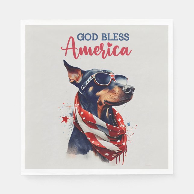 Servilleta De Papel Perro Patriota- Doberman (Anverso)