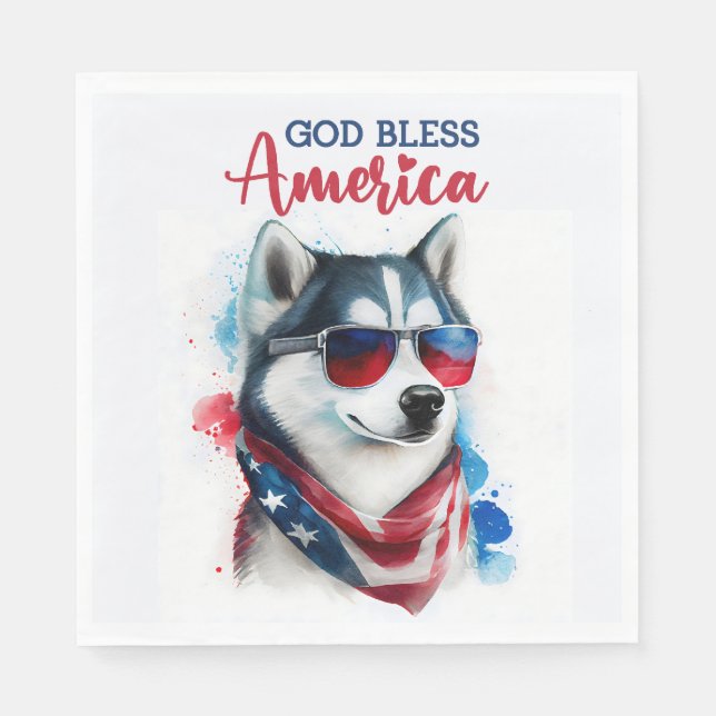 Servilleta De Papel Perro Patriota-Husky (Anverso)
