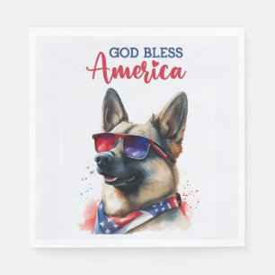 Servilleta De Papel Perro Patriota-Pastor Alemán