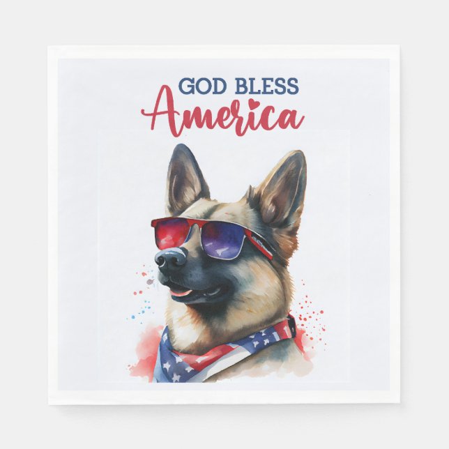 Servilleta De Papel Perro Patriota-Pastor Alemán (Anverso)