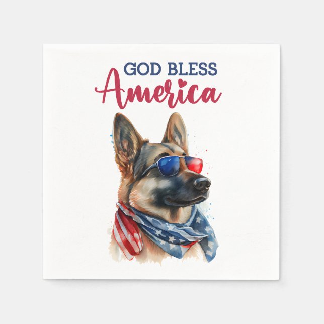 Servilleta De Papel Perro Patriota-Pastor Alemán (Anverso)