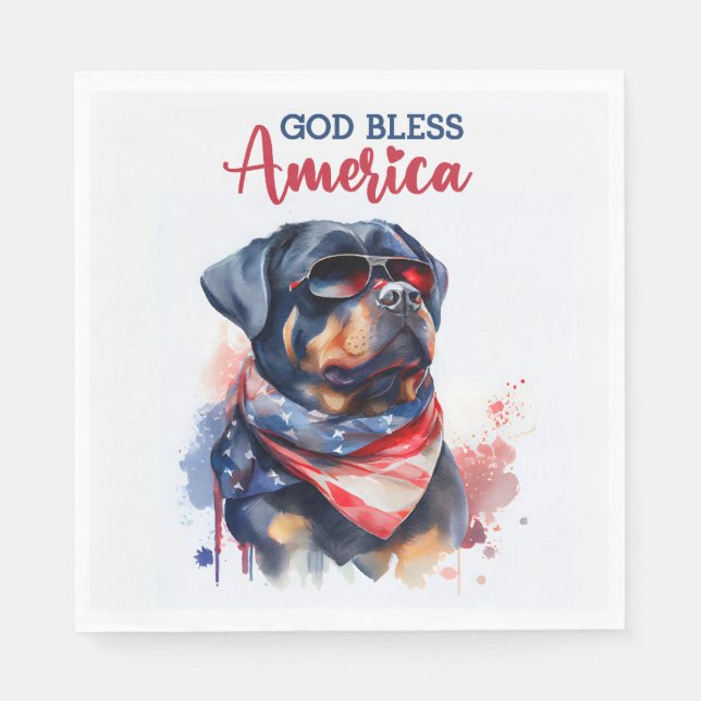 Servilleta De Papel Perro Patriota-Rottweiler (Anverso)