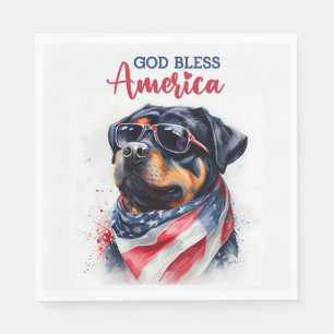 Servilleta De Papel Perro Patriota-Rottweiler