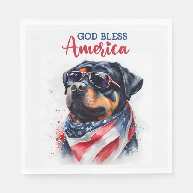 Servilleta De Papel Perro Patriota-Rottweiler (Anverso)