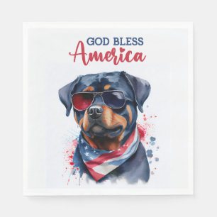 Servilleta De Papel Perro Patriota-Rottweiler
