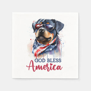 Servilleta De Papel Perro Patriota-Rottweiler