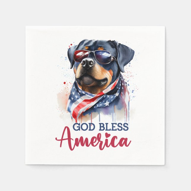 Servilleta De Papel Perro Patriota-Rottweiler (Anverso)