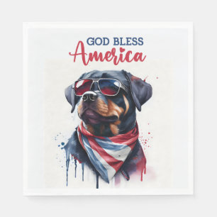 Servilleta De Papel Perro Patriota-Rottweiler
