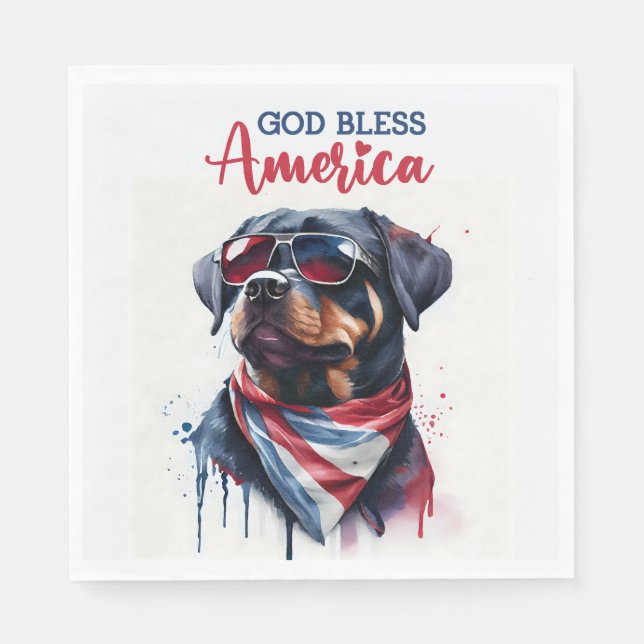 Servilleta De Papel Perro Patriota-Rottweiler (Anverso)