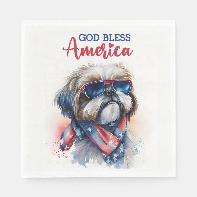 Servilleta De Papel Perro Patriota-Shih tzu (Anverso)