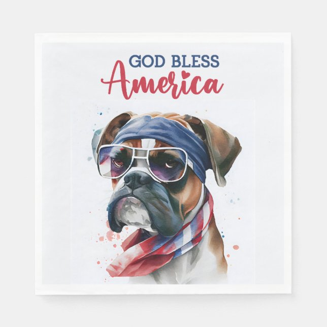 Servilleta De Papel Perro Patriótico-Boxer (Anverso)