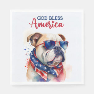 Servilleta De Papel Perro Patriótico-Bulldog