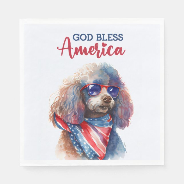 Servilleta De Papel Perro Patriótico-Caniche (Anverso)
