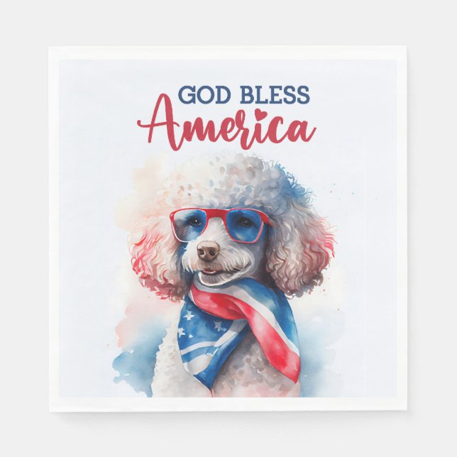 Servilleta De Papel Perro Patriótico-Caniche (Anverso)