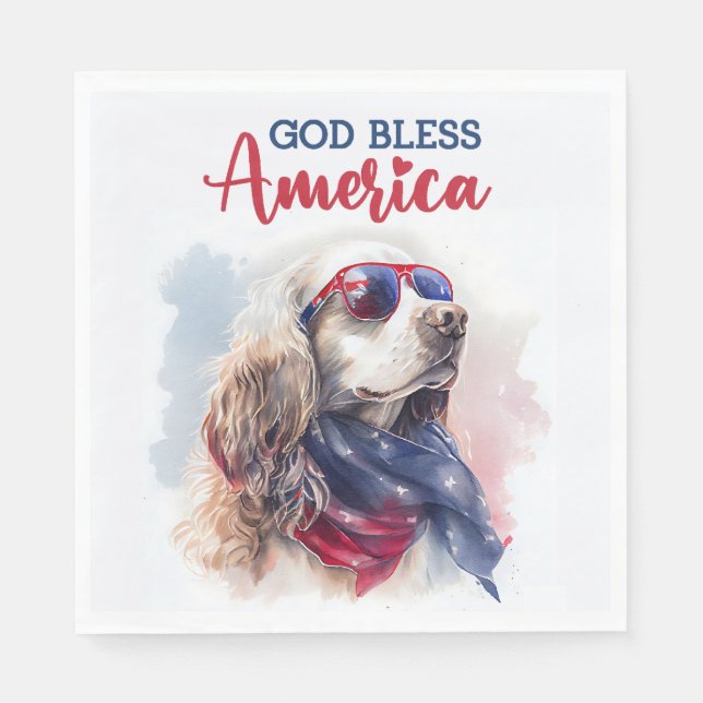 Servilleta De Papel Perro Patriótico-Cocker Spaniel (Anverso)