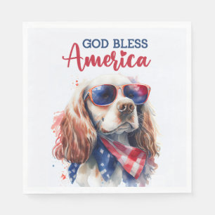 Servilleta De Papel Perro Patriótico-Cocker Spaniel