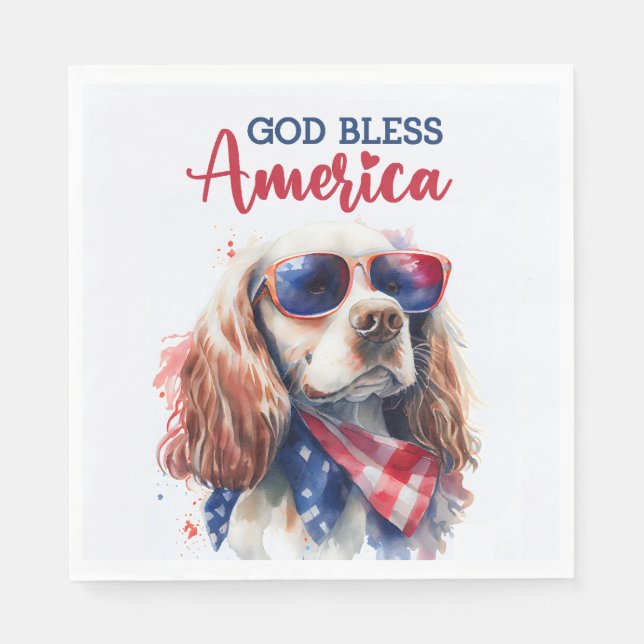 Servilleta De Papel Perro Patriótico-Cocker Spaniel (Anverso)